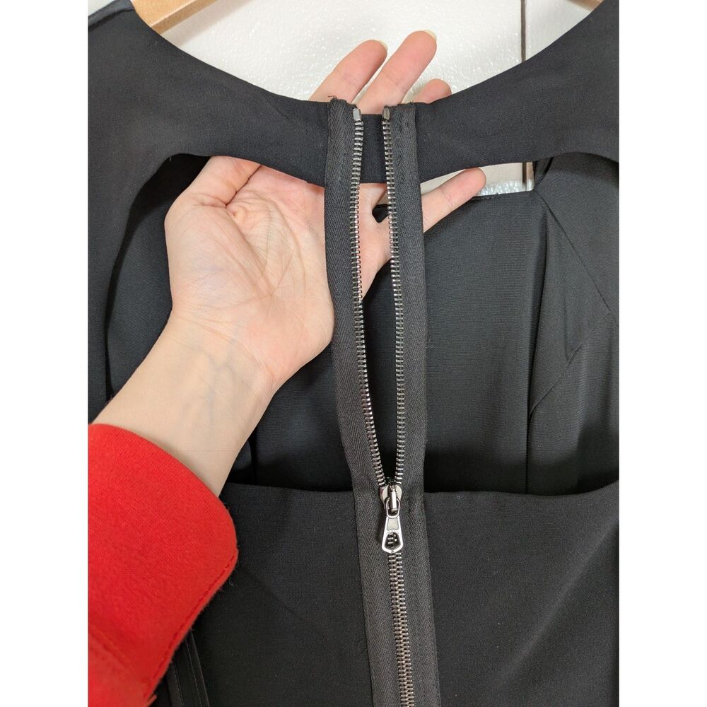 Rag and Bone Black Cutout Faux Leather Trim Sheath Dress Sz 4 - Picture 7 of 8